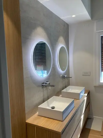 mobile bagno sospeso rovere su misura