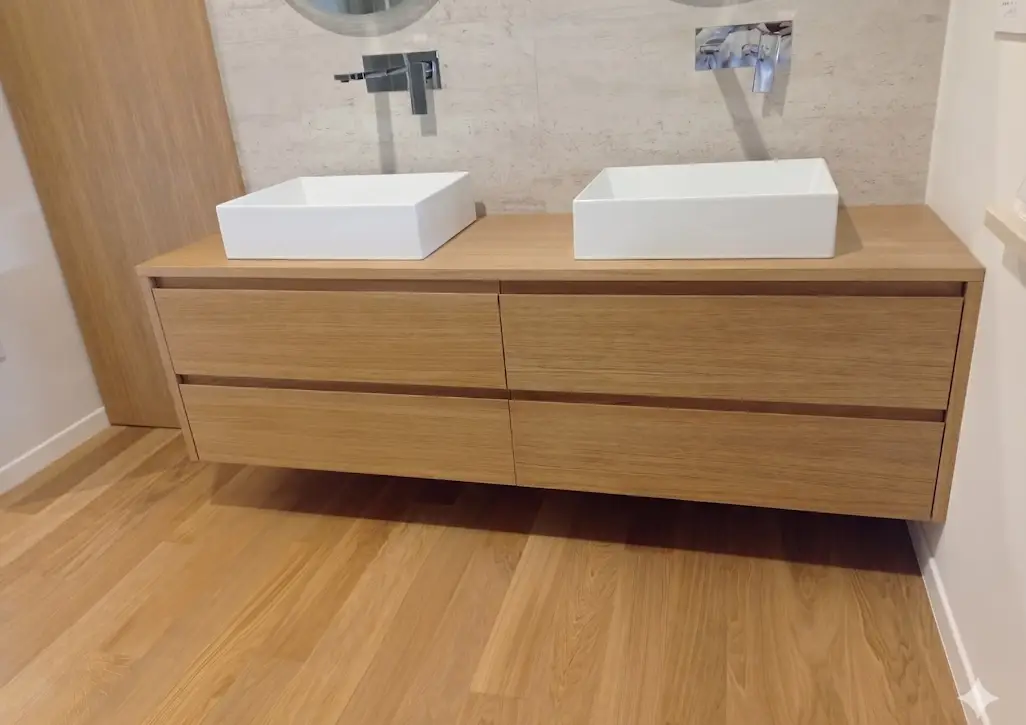 mobile bagno sospeso rovere su misura