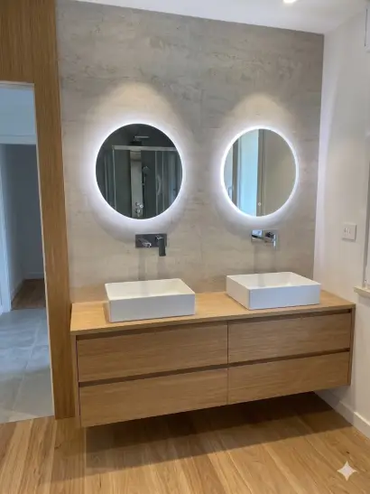 mobile bagno sospeso rovere su misura